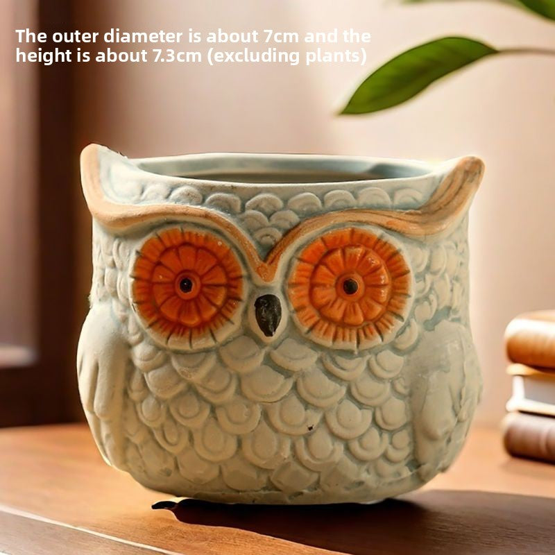Cute Animal Succulent Pot Set, Creative Coarse Pottery Simple Home Durable High Aesthetic Decor