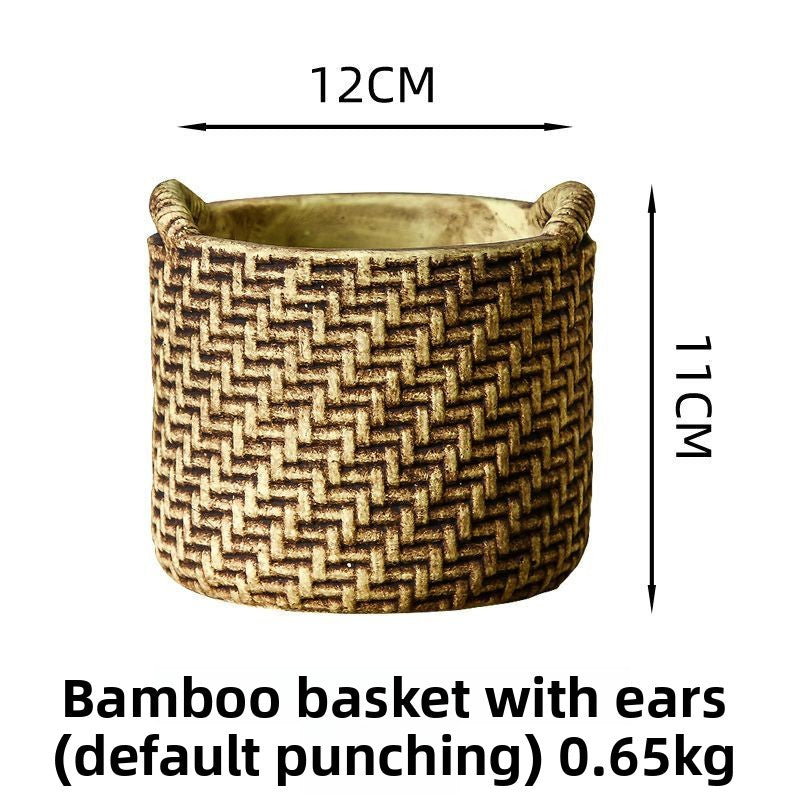 Creative New Style Cement Succulent Pot, Large Diameter Breathable Home Plant Planter Decoration