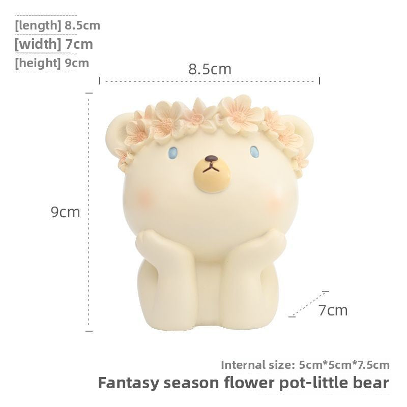 Creative Cartoon Animal Panda Dual-Use Succulent Pot & Pen Holder, Personalized Micro Landscape Planter Decor