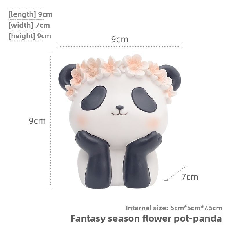 Creative Cartoon Animal Panda Dual-Use Succulent Pot & Pen Holder, Personalized Micro Landscape Planter Decor