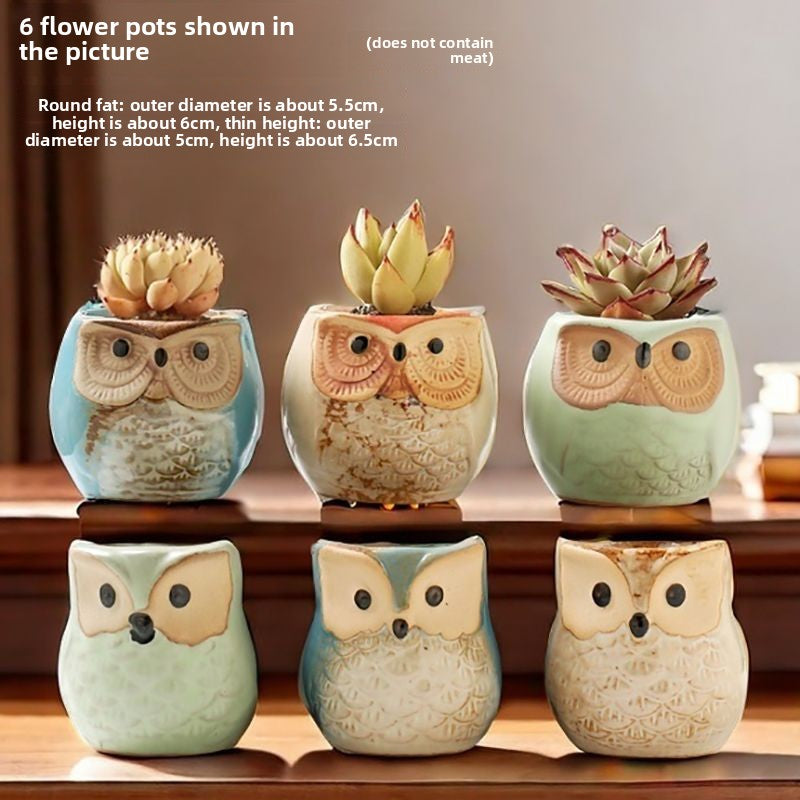 Cute Animal Succulent Pot Set, Creative Coarse Pottery Simple Home Durable High Aesthetic Decor