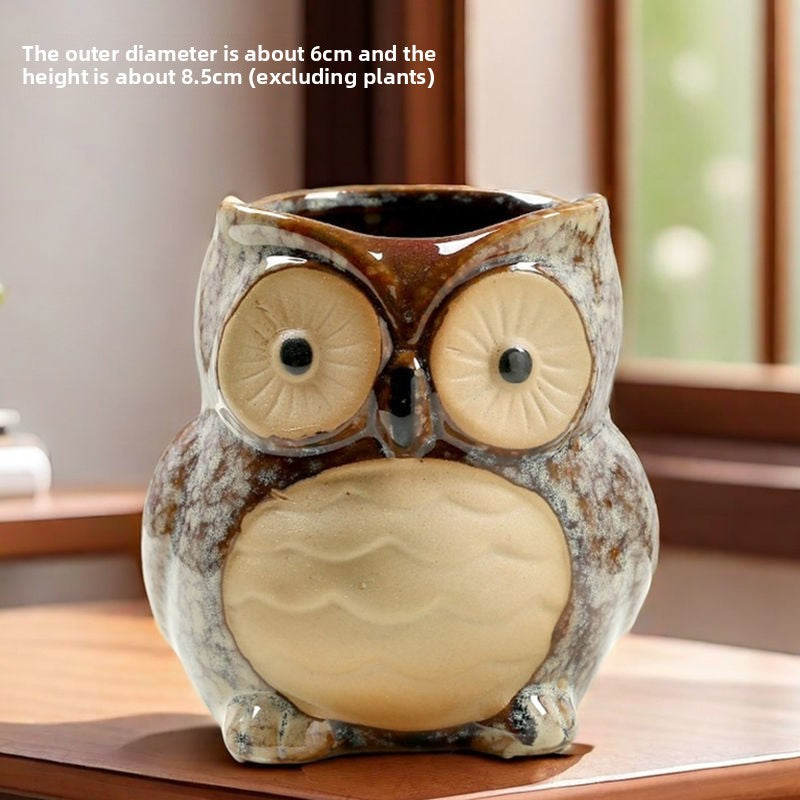 Cute Animal Succulent Pot Set, Creative Coarse Pottery Simple Home Durable High Aesthetic Decor