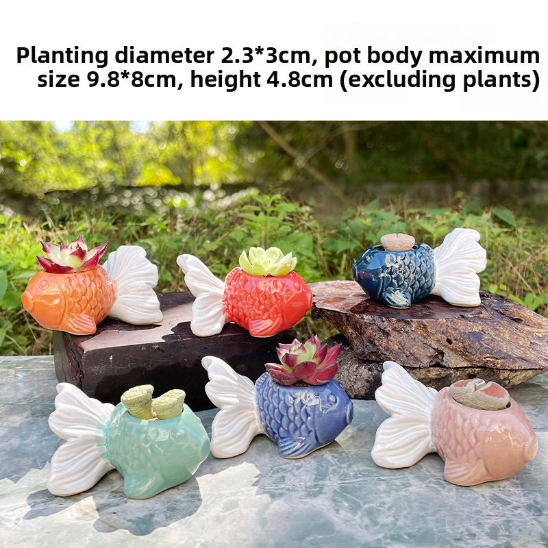 Hot Item Cute Creative Mini Personalized Goldfish Shape Ceramic Succulent Pot