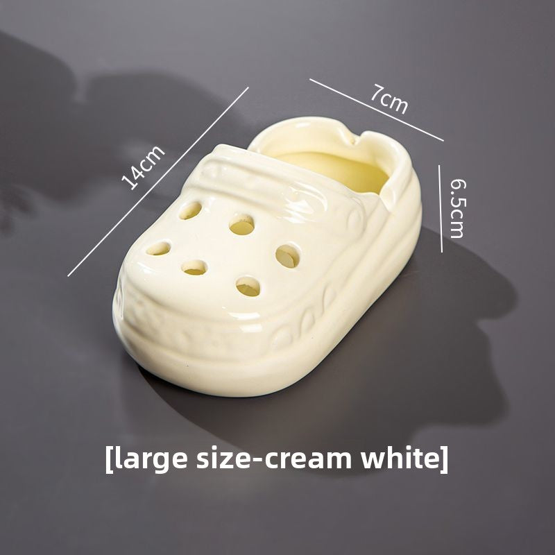 Cute Ceramic Hole Shoe Ashtray, High Aesthetic Office Home Living Room Trendy Ashtray (Splash-Proof)