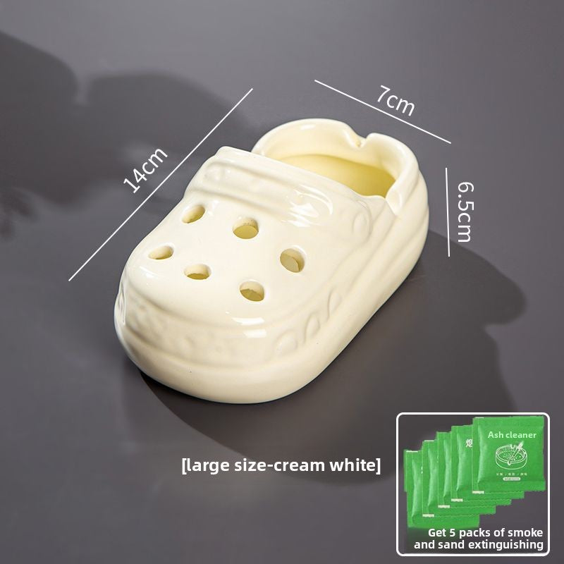 Cute Ceramic Hole Shoe Ashtray, High Aesthetic Office Home Living Room Trendy Ashtray (Splash-Proof)