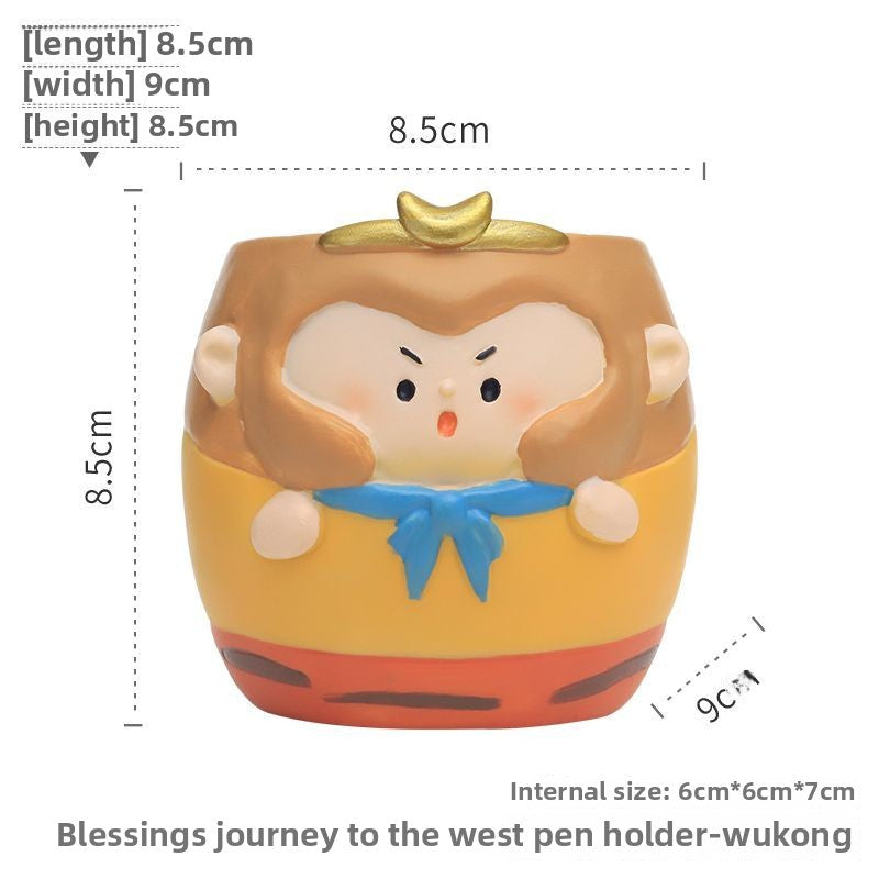 Creative Journey to the West Master & Disciples Pen Holder Storage Box, Kids Boys Student Desktop Decor Birthday Gift