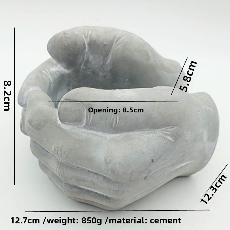 Creative Pastoral Cement Garden Pot, Buddha's Hand Shape, Suitable for Succulent Plants on Terrace
