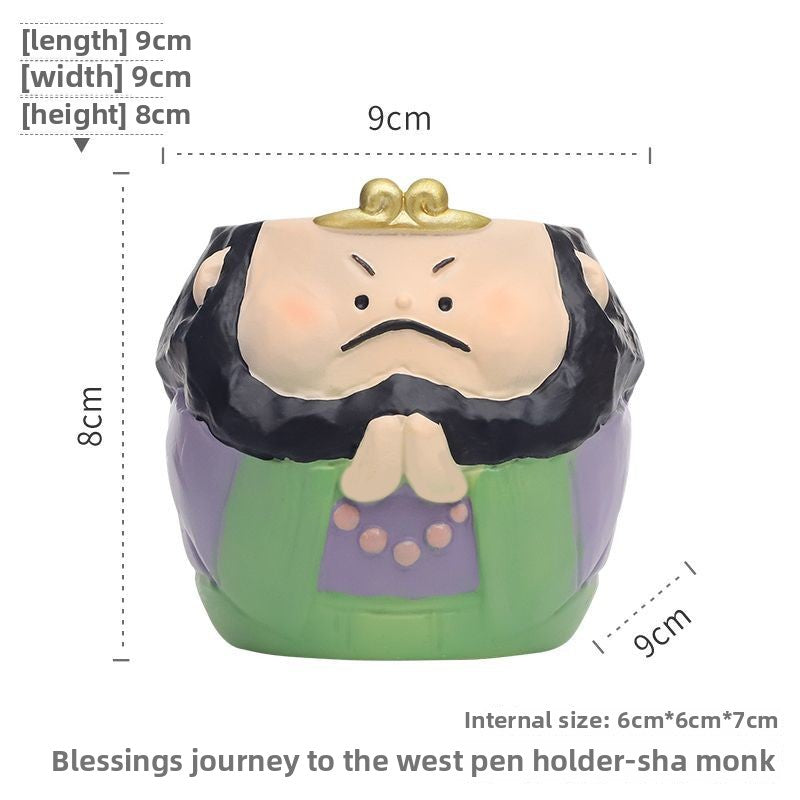 Creative Journey to the West Master & Disciples Pen Holder Storage Box, Kids Boys Student Desktop Decor Birthday Gift