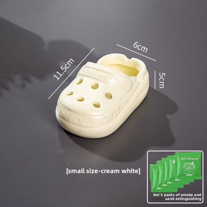 Cute Ceramic Hole Shoe Ashtray, High Aesthetic Office Home Living Room Trendy Ashtray (Splash-Proof)