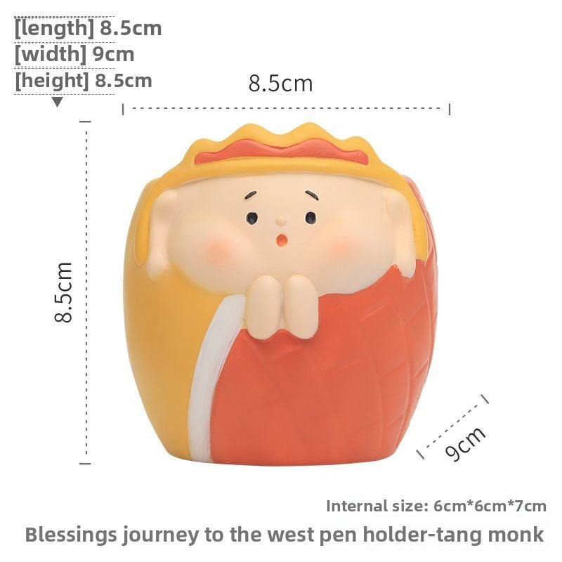 Creative Journey to the West Master & Disciples Pen Holder Storage Box, Kids Boys Student Desktop Decor Birthday Gift