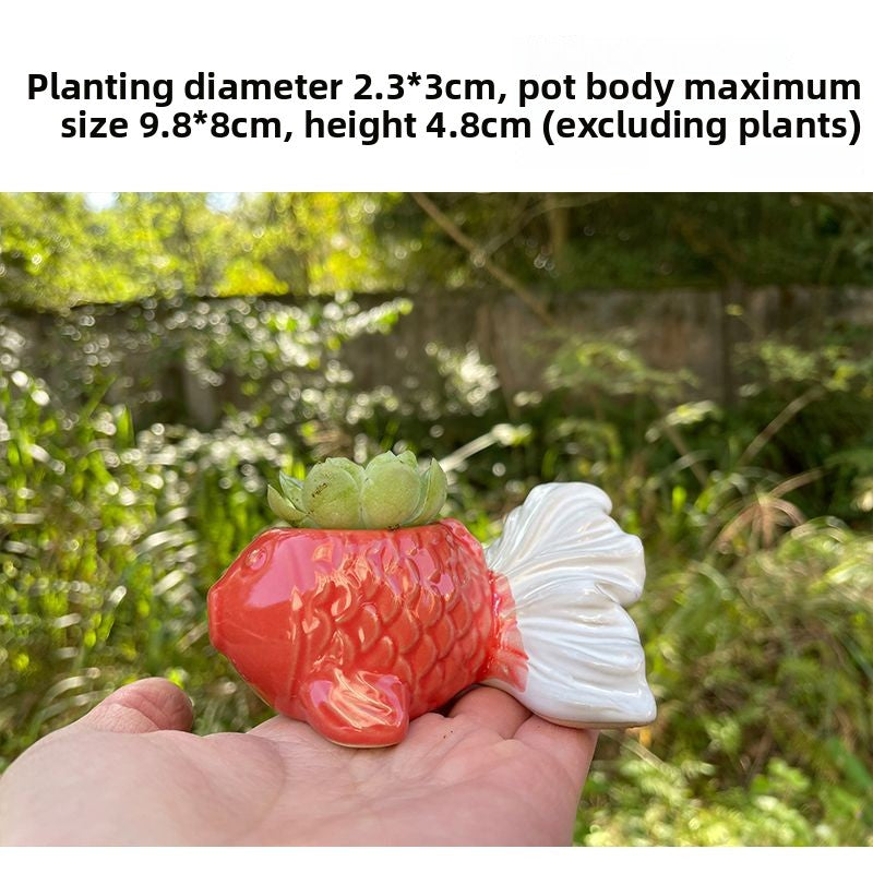 Hot Item Cute Creative Mini Personalized Goldfish Shape Ceramic Succulent Pot