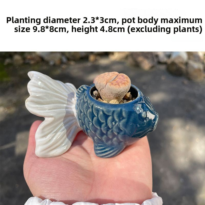 Hot Item Cute Creative Mini Personalized Goldfish Shape Ceramic Succulent Pot