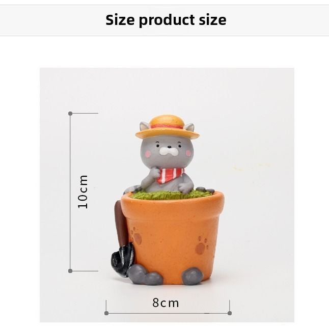 Creative Cute Cartoon Mini Small Cat Succulent Pot, Personalized Micro Landscape Planter Decor Figurine