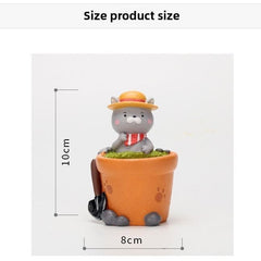 Creative Cute Cartoon Mini Small Cat Succulent Pot, Personalized Micro Landscape Planter Decor Figurine