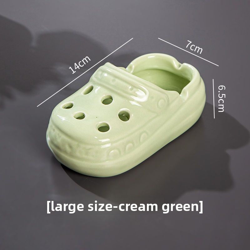Cute Ceramic Hole Shoe Ashtray, High Aesthetic Office Home Living Room Trendy Ashtray (Splash-Proof)