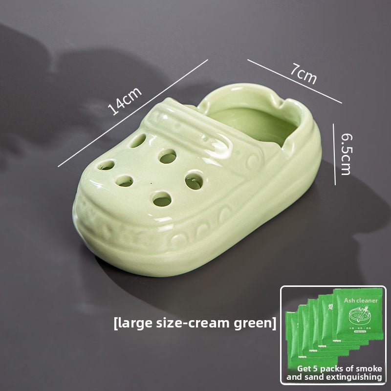 Cute Ceramic Hole Shoe Ashtray, High Aesthetic Office Home Living Room Trendy Ashtray (Splash-Proof)
