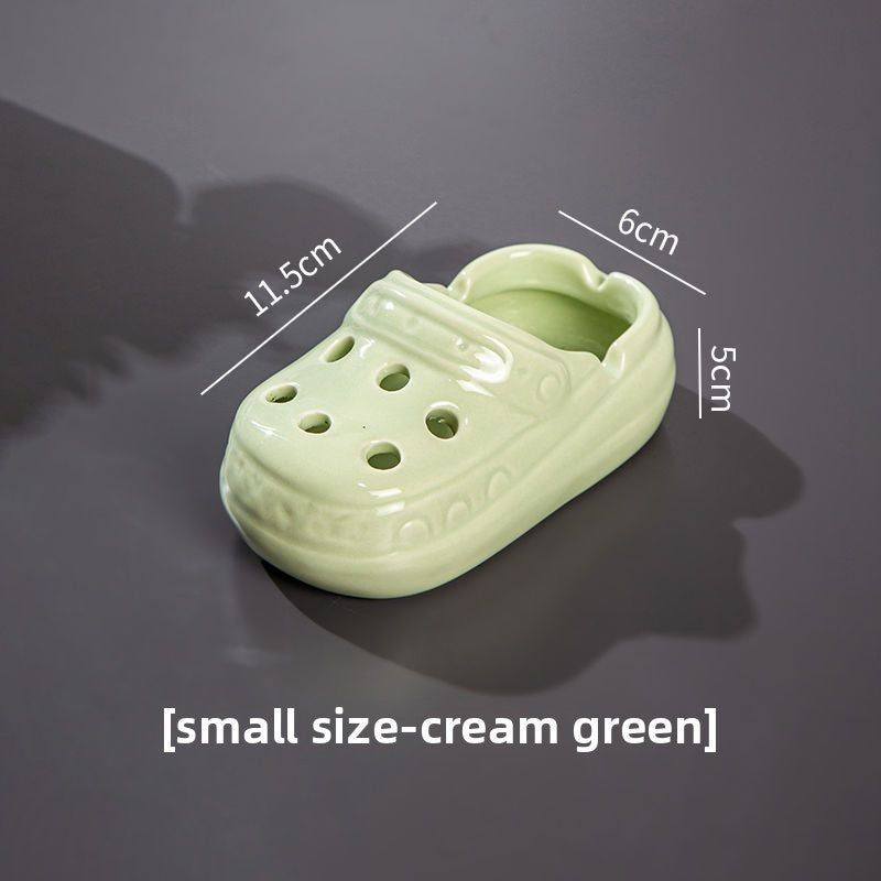 Cute Ceramic Hole Shoe Ashtray, High Aesthetic Office Home Living Room Trendy Ashtray (Splash-Proof)