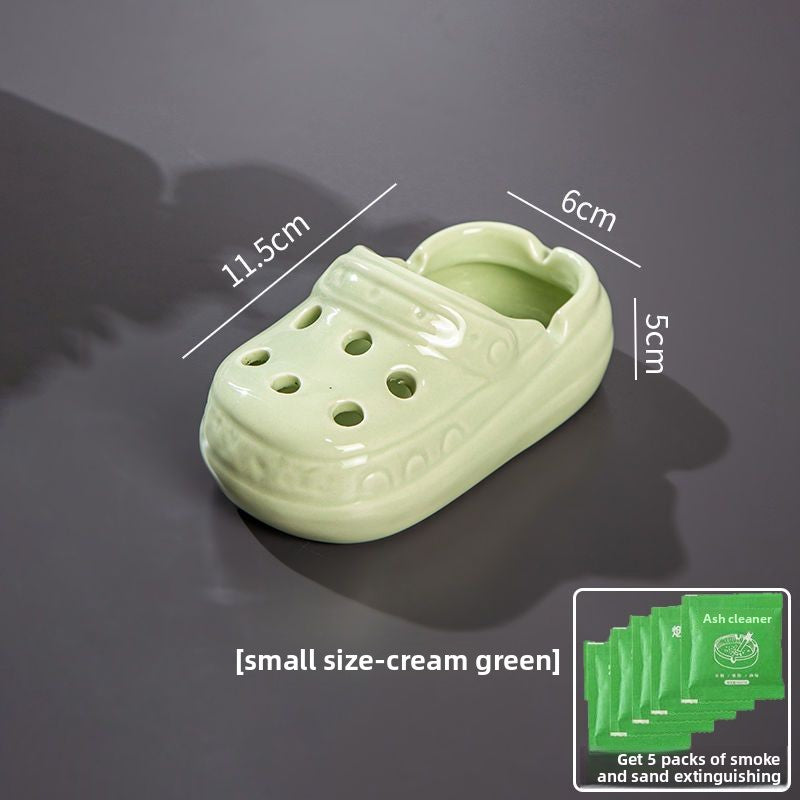 Cute Ceramic Hole Shoe Ashtray, High Aesthetic Office Home Living Room Trendy Ashtray (Splash-Proof)
