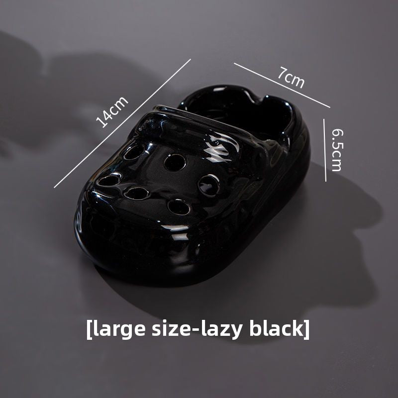 Cute Ceramic Hole Shoe Ashtray, High Aesthetic Office Home Living Room Trendy Ashtray (Splash-Proof)