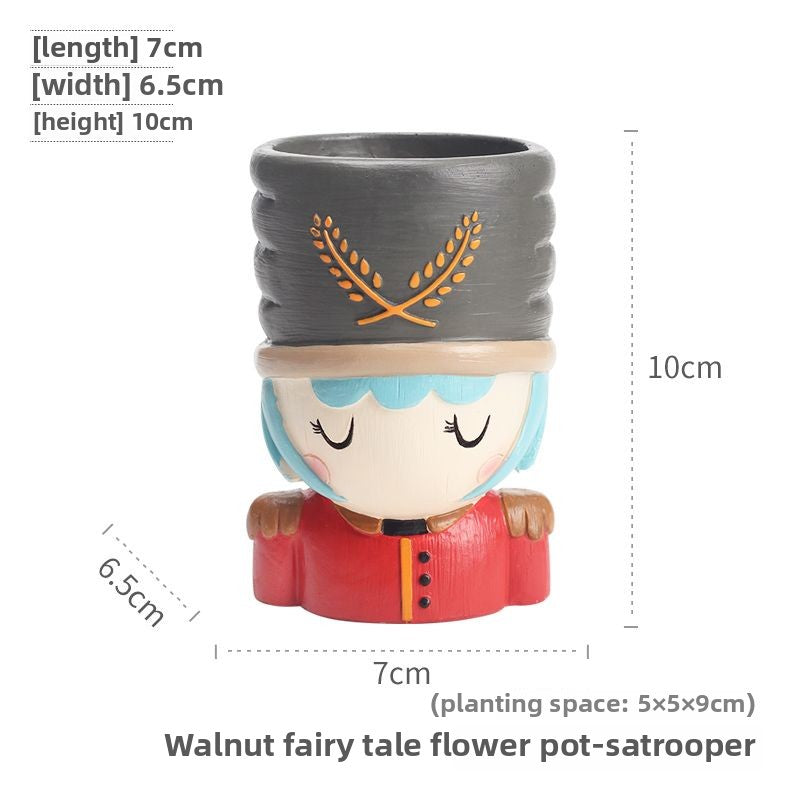 Creative Cute Cartoon American Walnut Fairy Tale Ins Style Succulent Pot, Potted Plant Decor Figurine