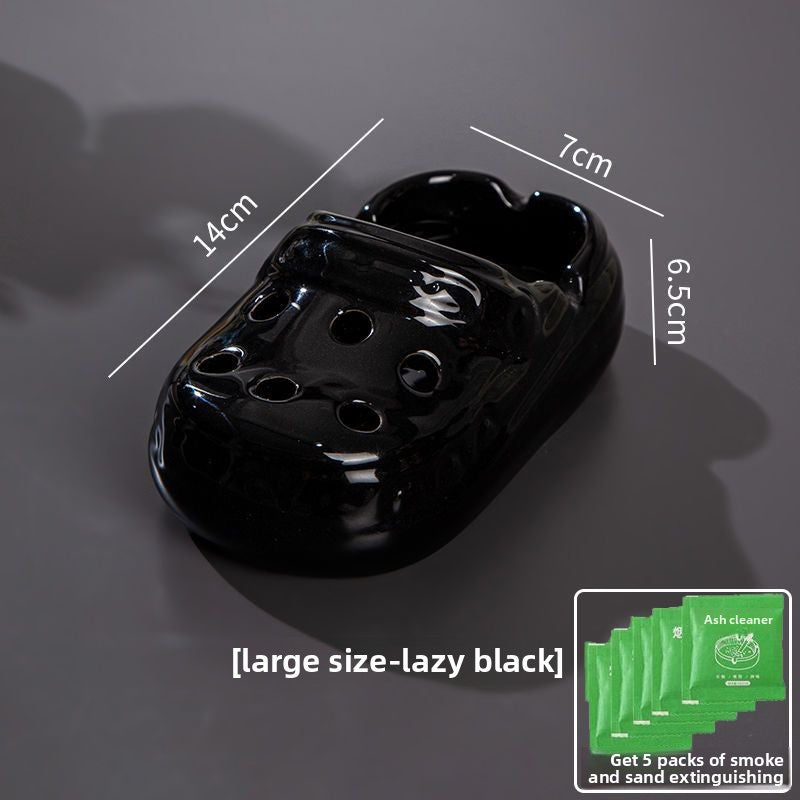 Cute Ceramic Hole Shoe Ashtray, High Aesthetic Office Home Living Room Trendy Ashtray (Splash-Proof)