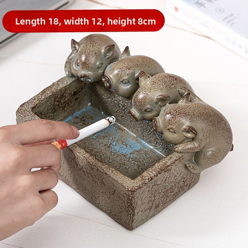 Cute Creative Multi-functional Small Pig Figurine, Succulent Pot Ashtray Storage Box Decor