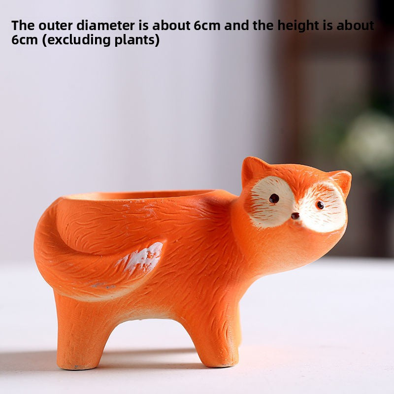 Creative Cartoon Personalized Ceramic Succulent Pot, Breathable Hand-Painted Animal Desktop Decor