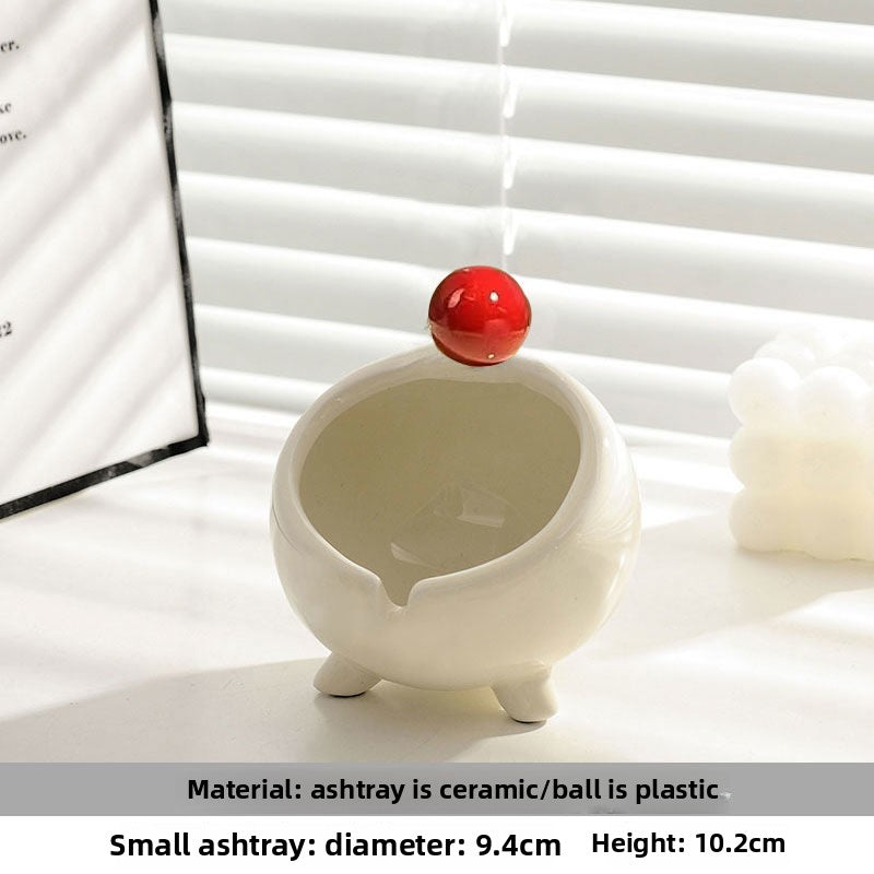 Cute Personalized Ceramic Ashtray, Creative Light Luxury Trendy Living Room Home Office Decor Gift (Splash-Proof)