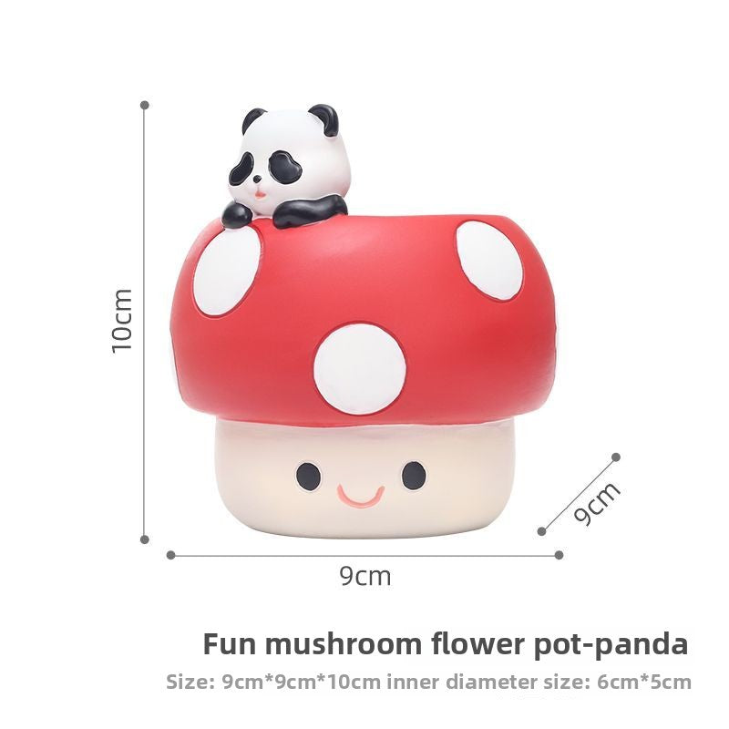 Creative Fun Personalized Mushroom Succulent Green Plant Pot, Balcony Garden Desktop Decor Figurine
