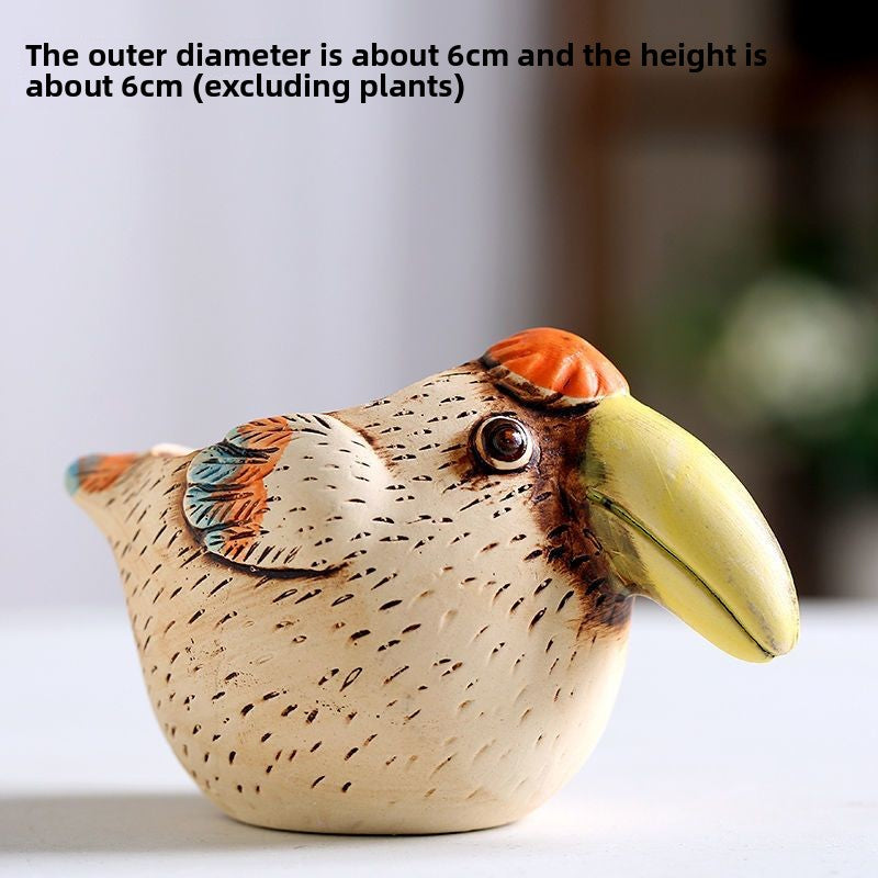 Creative Cartoon Personalized Ceramic Succulent Pot, Breathable Hand-Painted Animal Desktop Decor