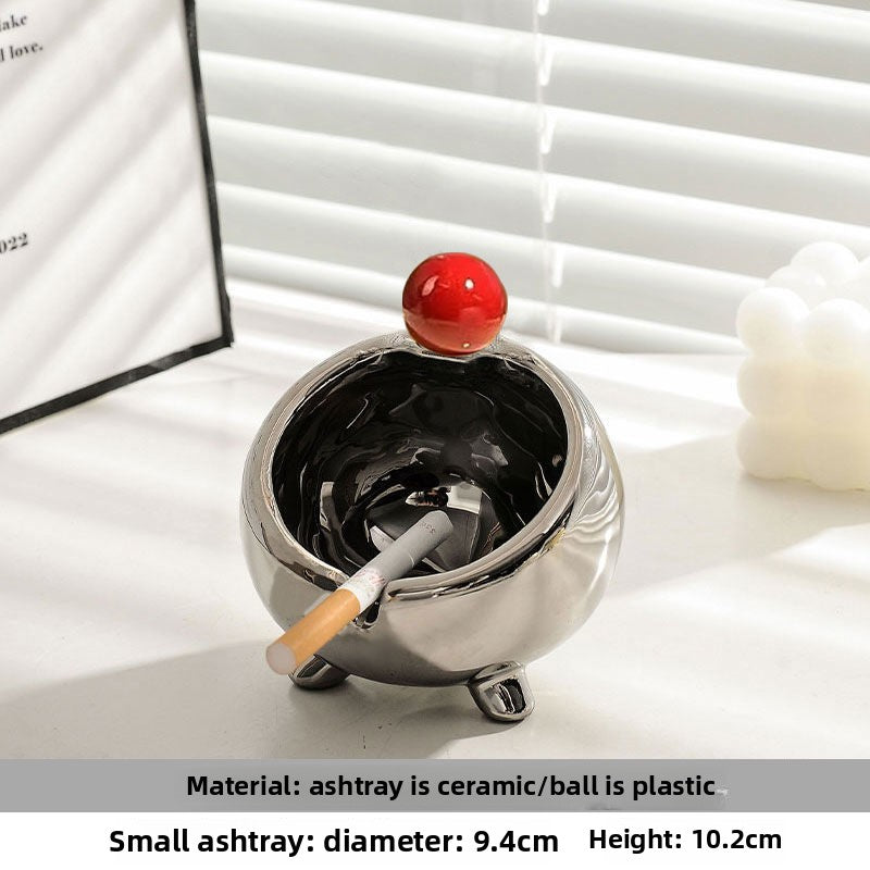 Cute Personalized Ceramic Ashtray, Creative Light Luxury Trendy Living Room Home Office Decor Gift (Splash-Proof)