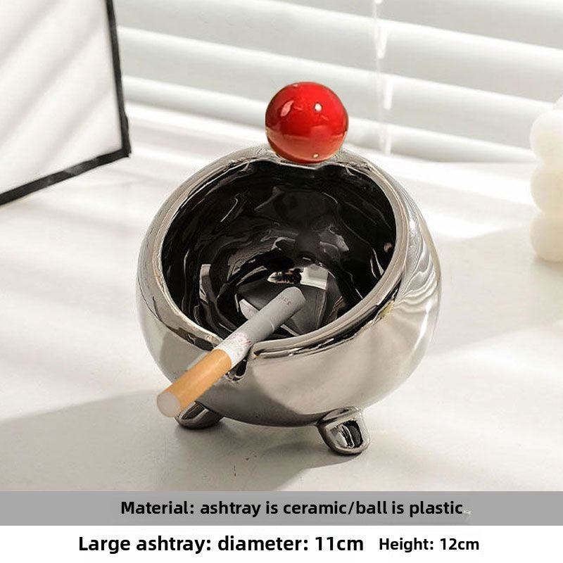 Cute Personalized Ceramic Ashtray, Creative Light Luxury Trendy Living Room Home Office Decor Gift (Splash-Proof)