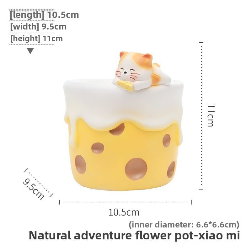 Personalized Nature Adventure Dual-Use Succulent Pot & Pen Holder, Balcony Garden Desktop Plant Decor Figurine