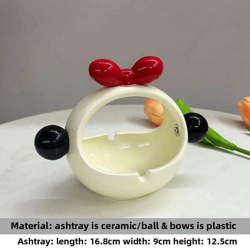 Cute Personalized Ceramic Ashtray, Creative Light Luxury Trendy Living Room Home Office Decor Gift (Splash-Proof)