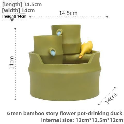 Pastoral Style Imitation Bamboo Resin Succulent Pot, Personalized Balcony Garden Micro Landscape Decor