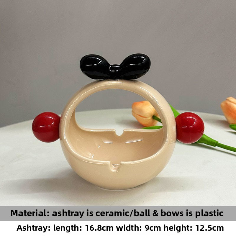 Cute Personalized Ceramic Ashtray, Creative Light Luxury Trendy Living Room Home Office Decor Gift (Splash-Proof)