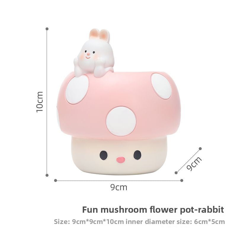 Creative Fun Personalized Mushroom Succulent Green Plant Pot, Balcony Garden Desktop Decor Figurine