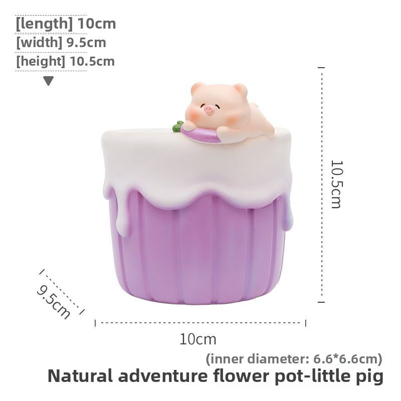 Personalized Nature Adventure Dual-Use Succulent Pot & Pen Holder, Balcony Garden Desktop Plant Decor Figurine
