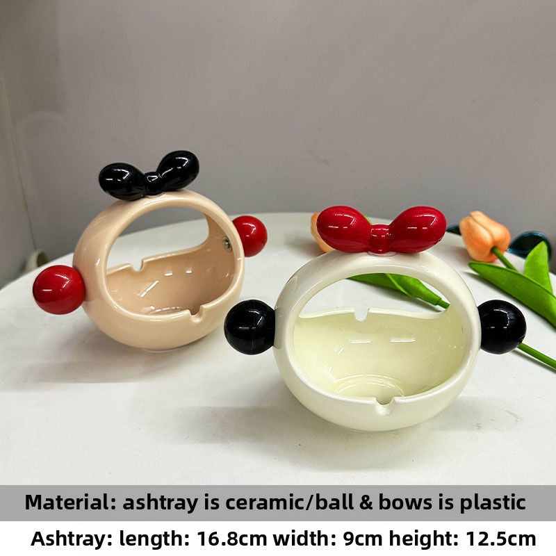Cute Personalized Ceramic Ashtray, Creative Light Luxury Trendy Living Room Home Office Decor Gift (Splash-Proof)
