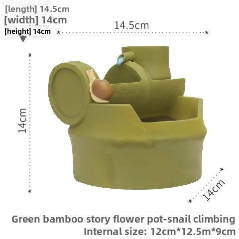 Pastoral Style Imitation Bamboo Resin Succulent Pot, Personalized Balcony Garden Micro Landscape Decor