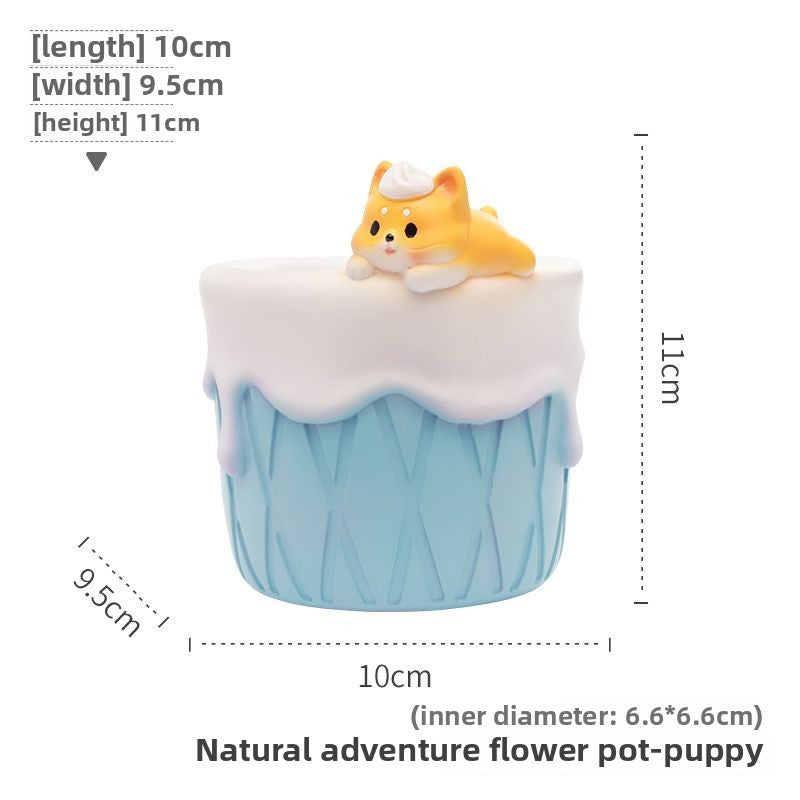 Personalized Nature Adventure Dual-Use Succulent Pot & Pen Holder, Balcony Garden Desktop Plant Decor Figurine
