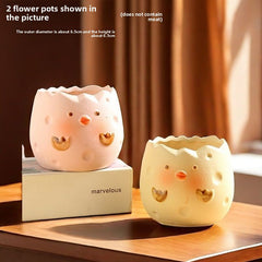 Cute Animal Succulent Pot Set, Creative Coarse Pottery Simple Home Durable High Aesthetic Decor