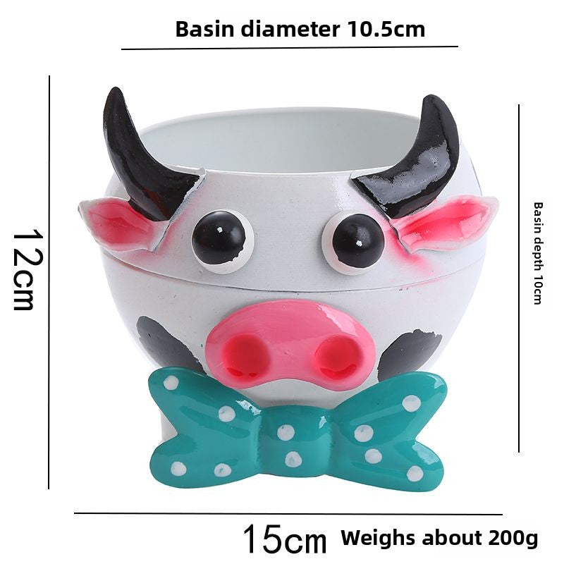 Super Cute Creative Iron Art Animal Flower Pot, Garden Courtyard Balcony Home School Desktop Decor