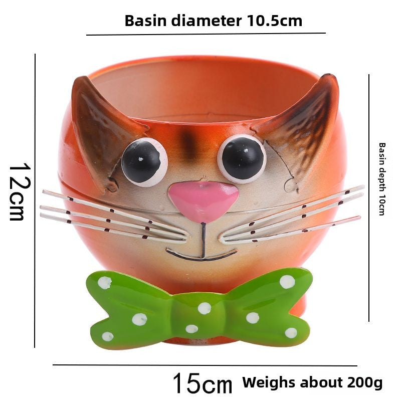 Super Cute Creative Iron Art Animal Flower Pot, Garden Courtyard Balcony Home School Desktop Decor