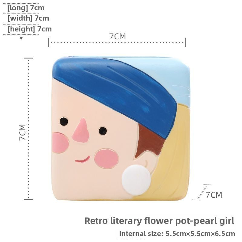 Cute Fun Design Resin Mini Succulent Pot, Creative Personalized Dual-Use Desktop Planter Decor Figurine