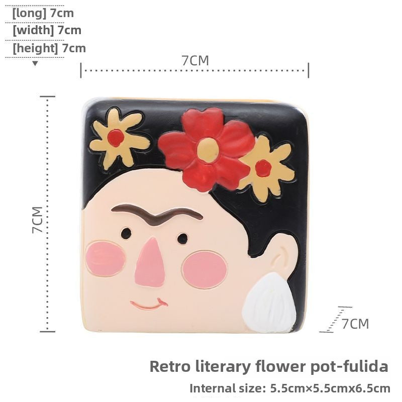 Cute Fun Design Resin Mini Succulent Pot, Creative Personalized Dual-Use Desktop Planter Decor Figurine
