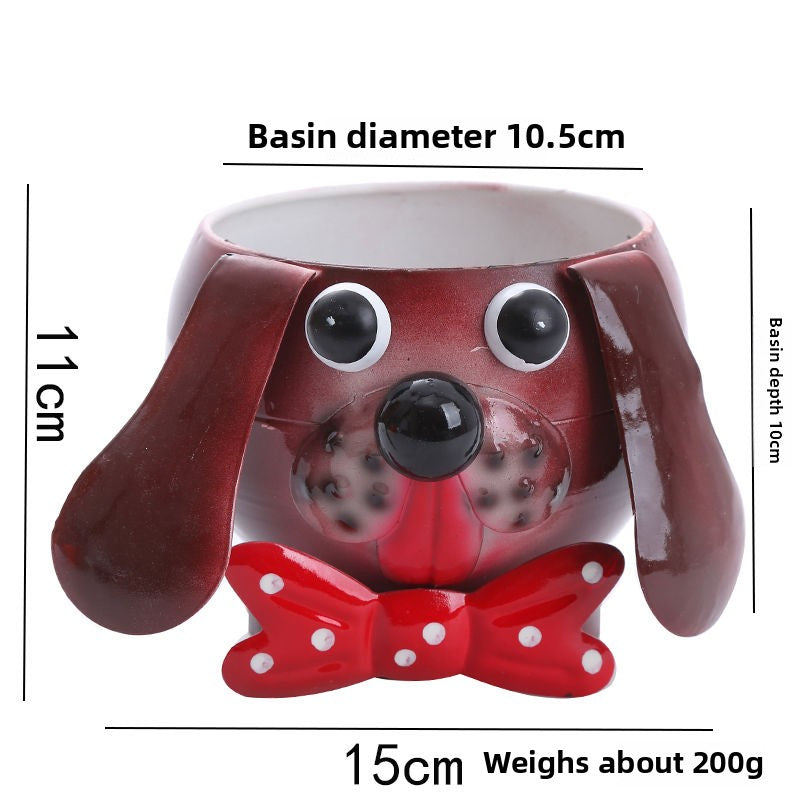 Super Cute Creative Iron Art Animal Flower Pot, Garden Courtyard Balcony Home School Desktop Decor