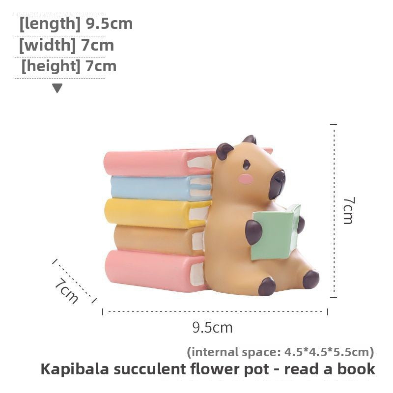 Creative Personalized Capybara Succulent Pot, Balcony Garden Desktop Pen Holder Decor Figurine