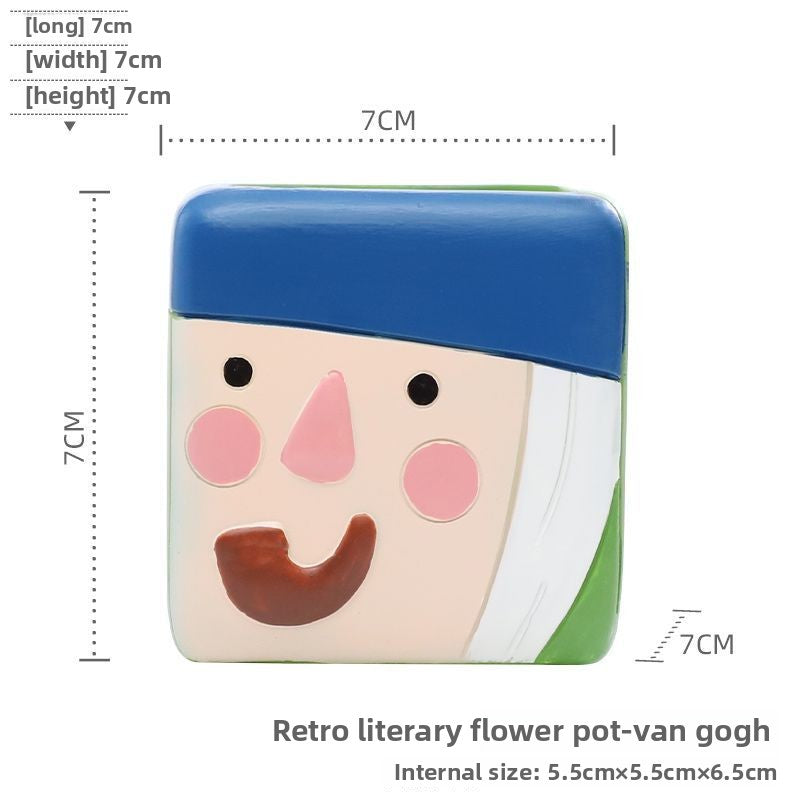 Cute Fun Design Resin Mini Succulent Pot, Creative Personalized Dual-Use Desktop Planter Decor Figurine